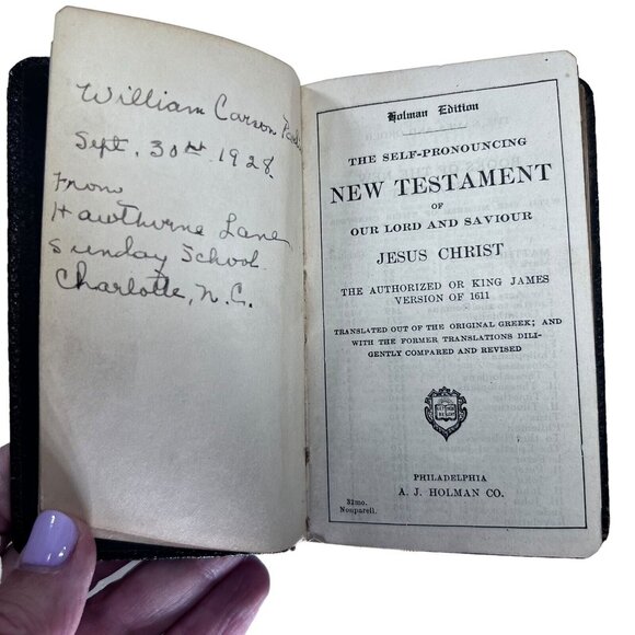 Holman Vest Pocket Pronouncing New Testament Bible Leather 1928 - Picture 12 of 16